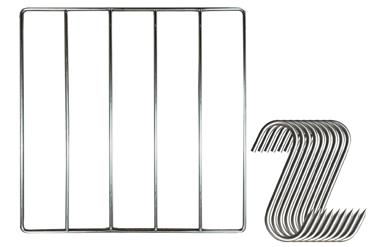 40 x 40 cm stainless steel biltong drying rack and hook set for food dehydrators