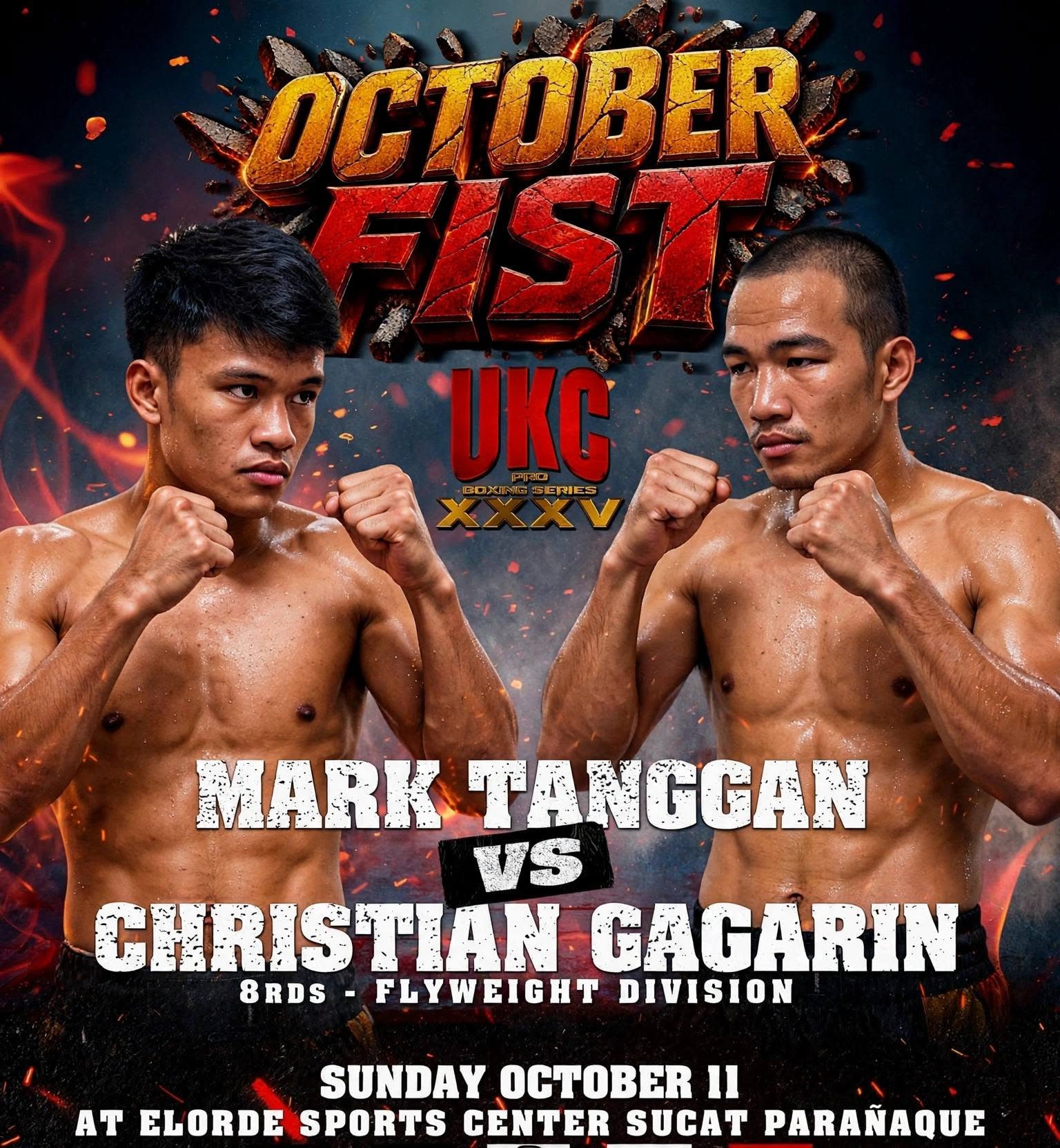 October Fist UKC XXXV poster: Mark Tanggan vs Christian Gagarin, Elorde Sports Center, 11 October 2026