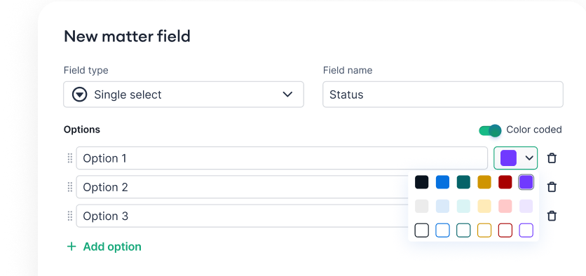 Settings icon representing customizable legal intake fields, statuses, and workflow boards.