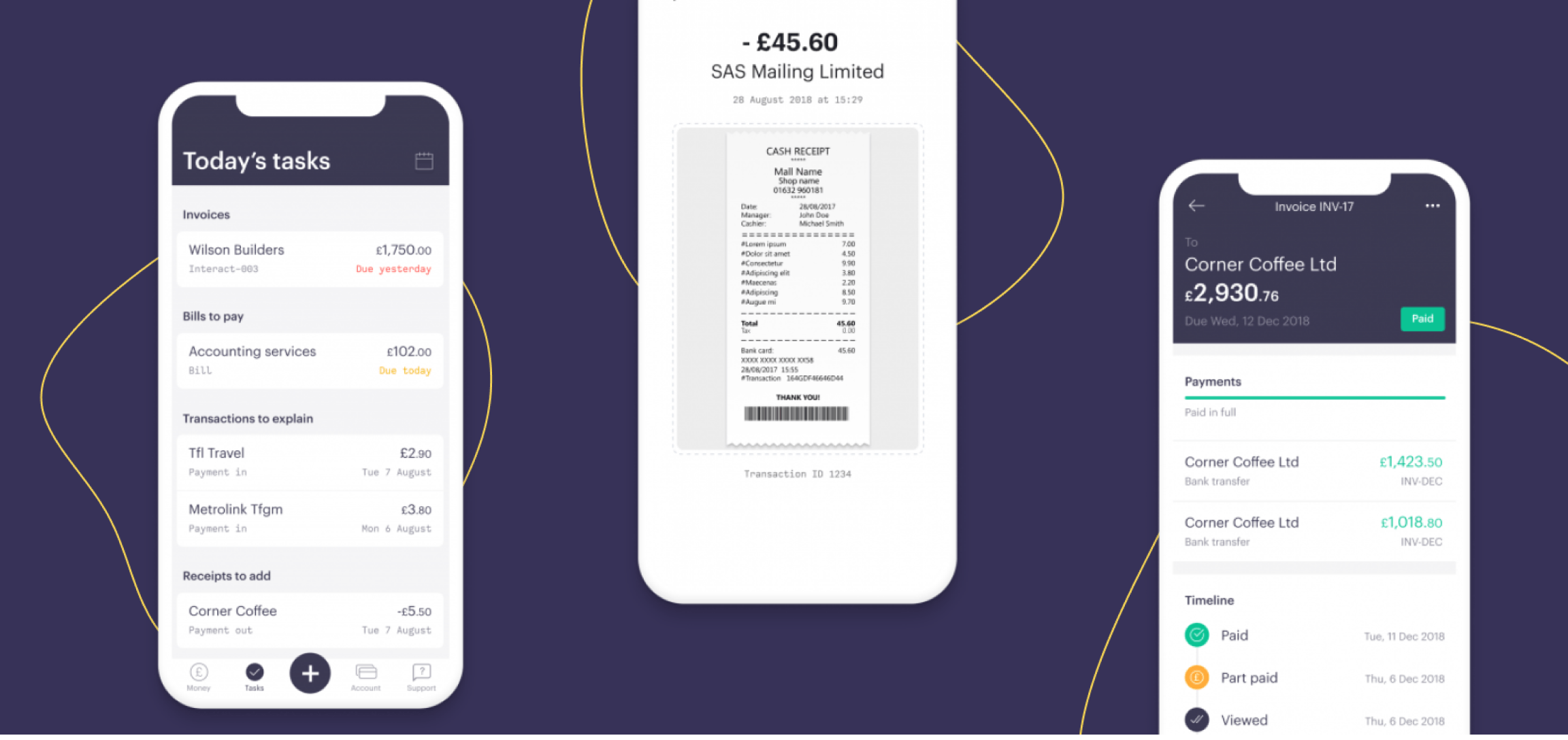 Mettle banking app transaction screen examples