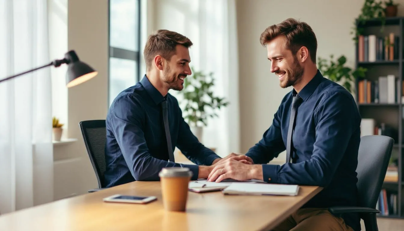A professional man is focused on his laptop in a bright and organized home office, embodying the life of a remote worker. The workspace is well-lit and tidy, reflecting the benefits of working remotely and the flexibility it offers.
