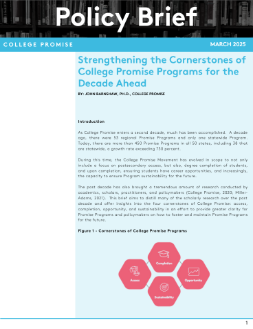 Strengthening the Cornerstones of College Promise Programs for the Decade Ahead