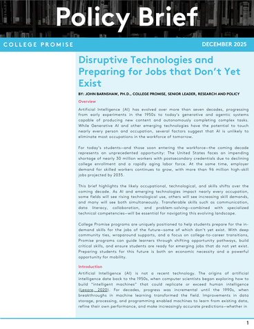 Disruptive Technologies and Preparing for Jobs that Don’t Yet Exist