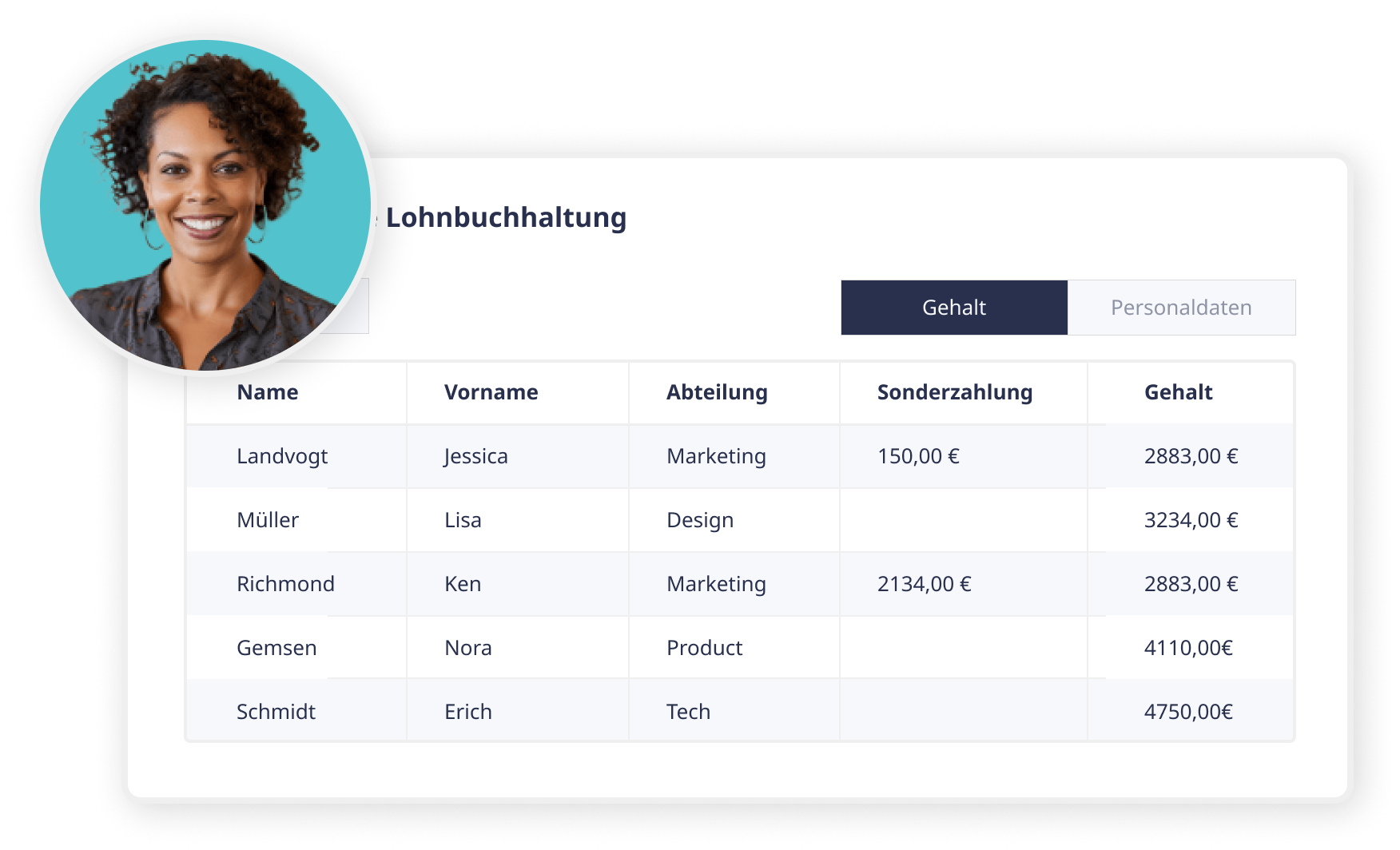 Screenshots aus der HR-Software von Ninox namens Ninox HR