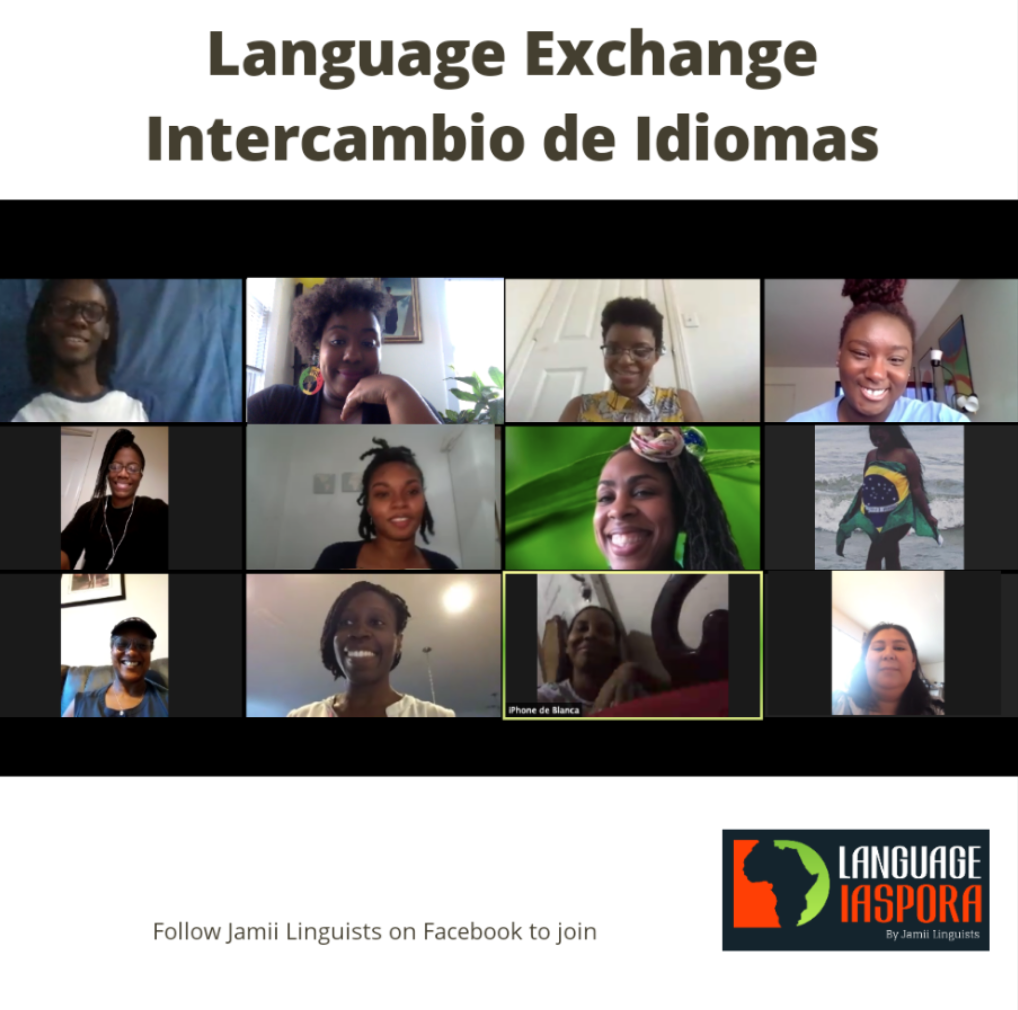 A Jamii Linguists Language Exchange on video call