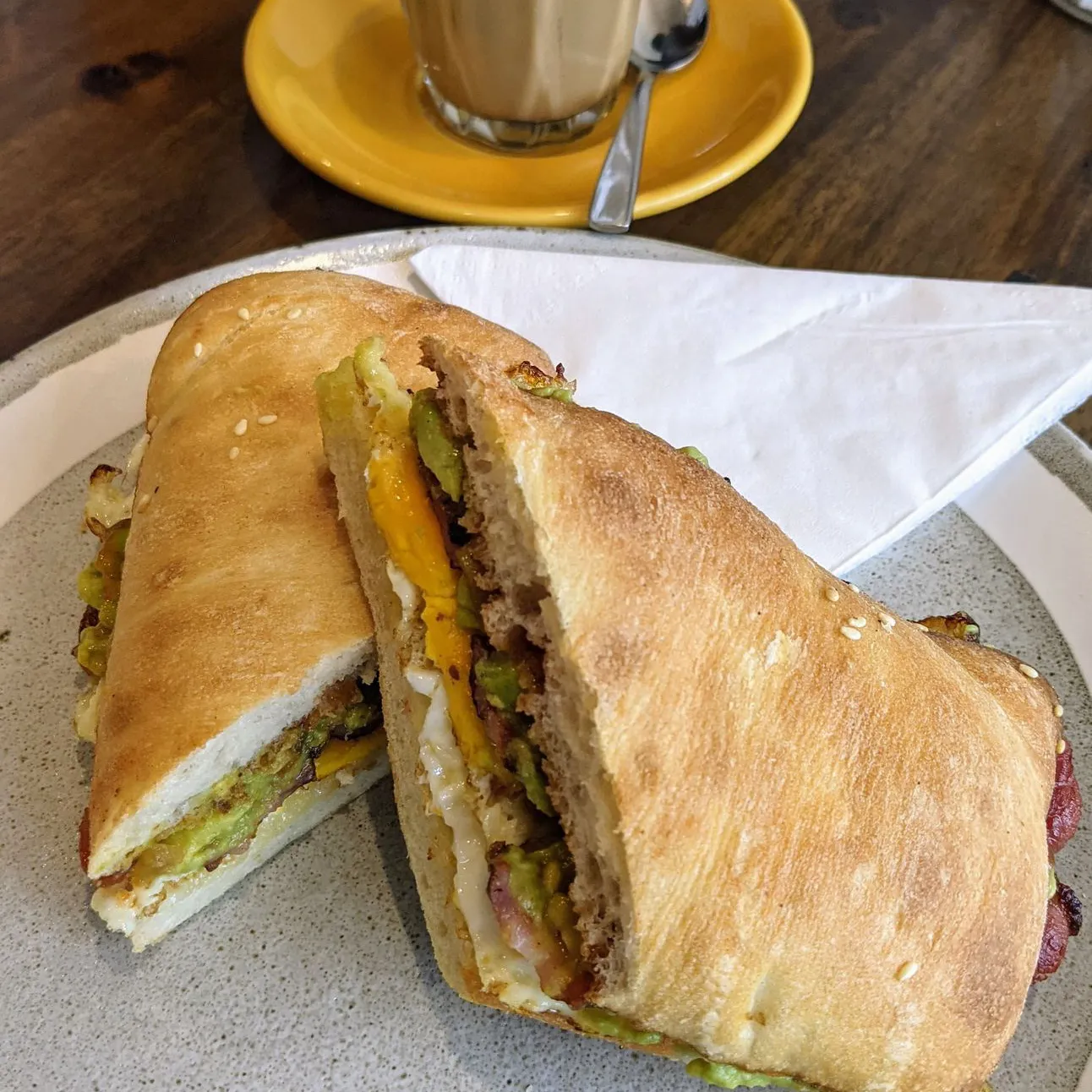 Focaccia with roasted spinach and beetroot.