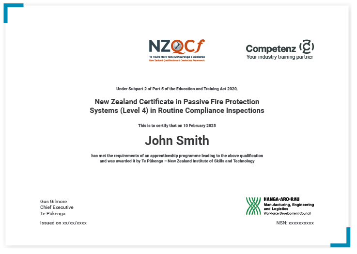 An example Competenz qualification certificate