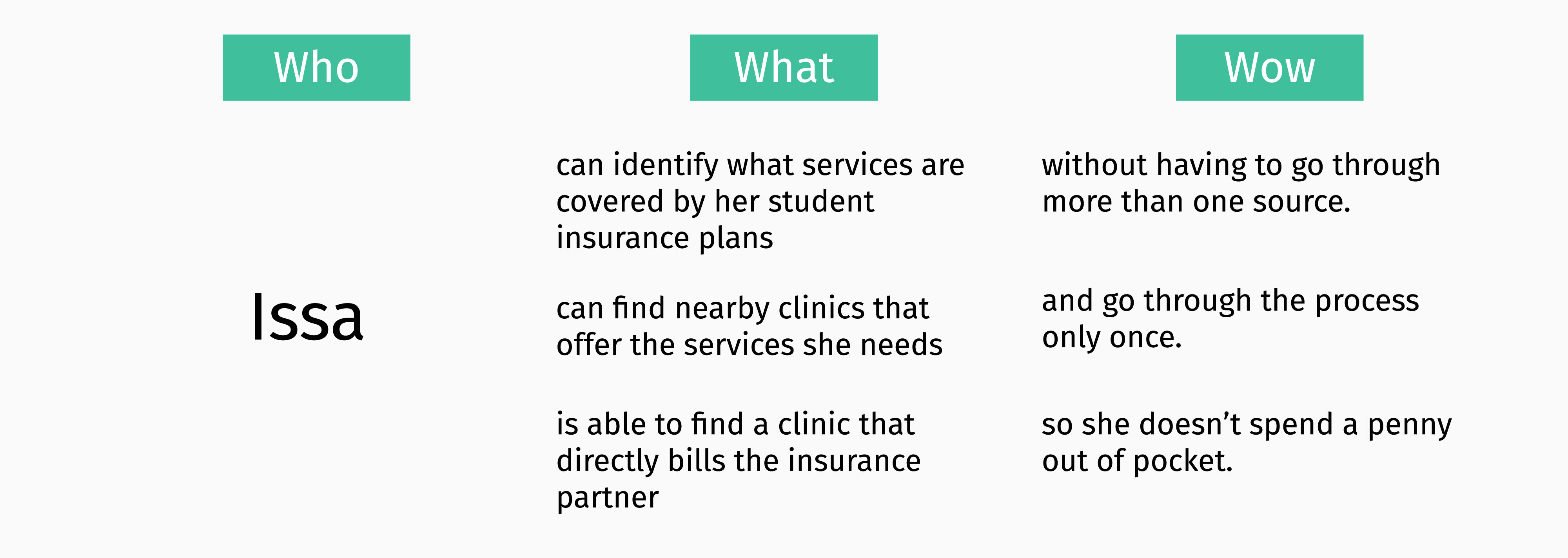 Three design goals with a wow factor for each