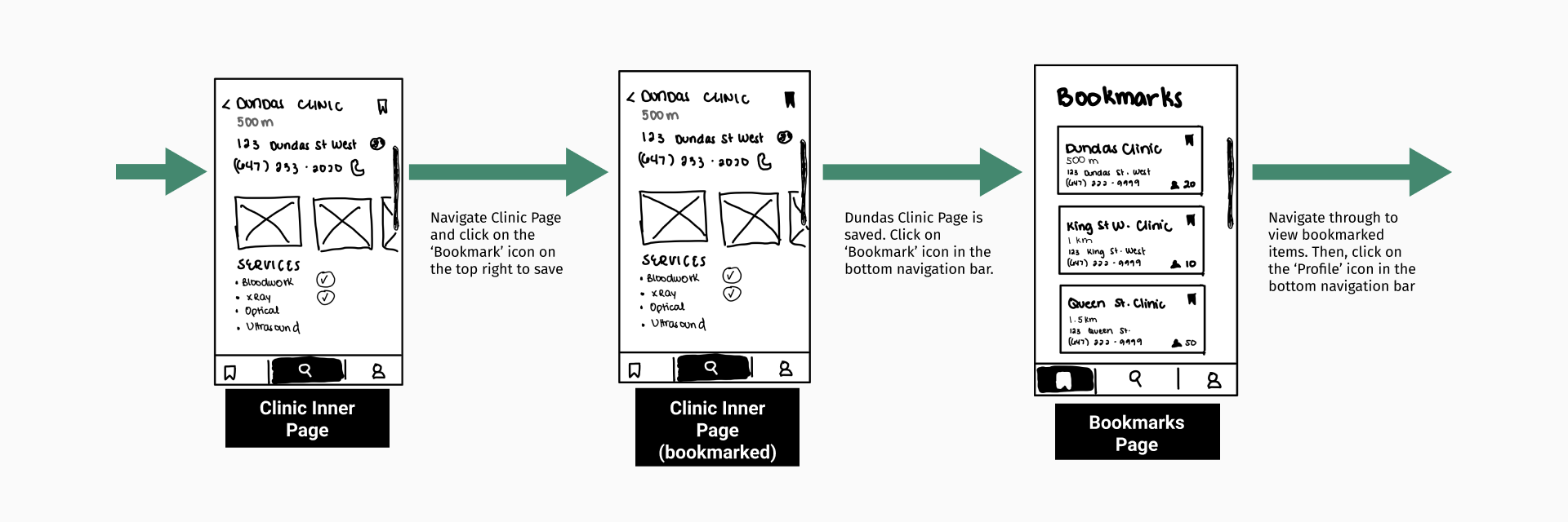 Next Three Screens of the Low-Fi Storyboard