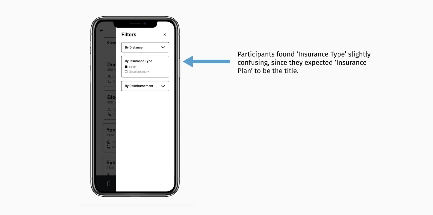 Filter Screen with unclear wording highlighted