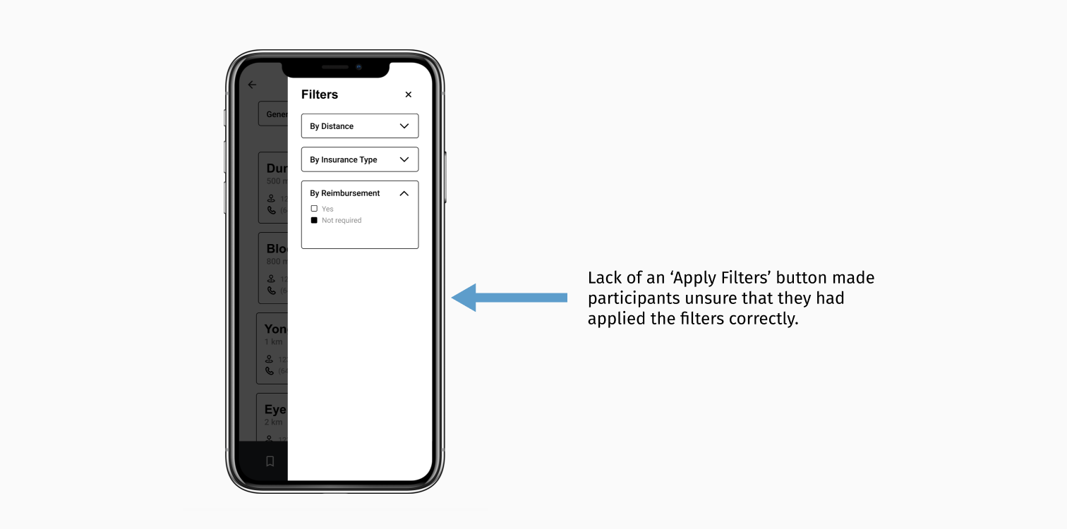 Filter Screen with the highlighted issue