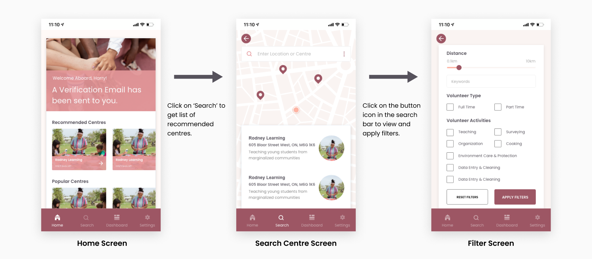 Next Three Screens of the Hi-Fi Storyboard