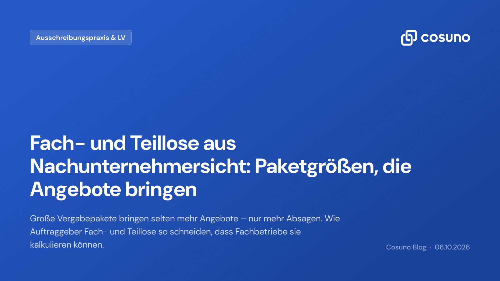 Fach- und Teillose aus Nachunternehmersicht – Cosuno Blog