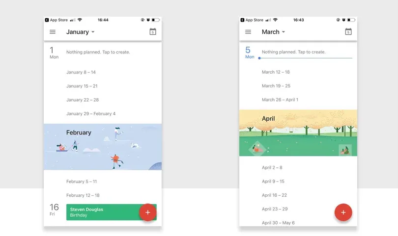 google calendar layout