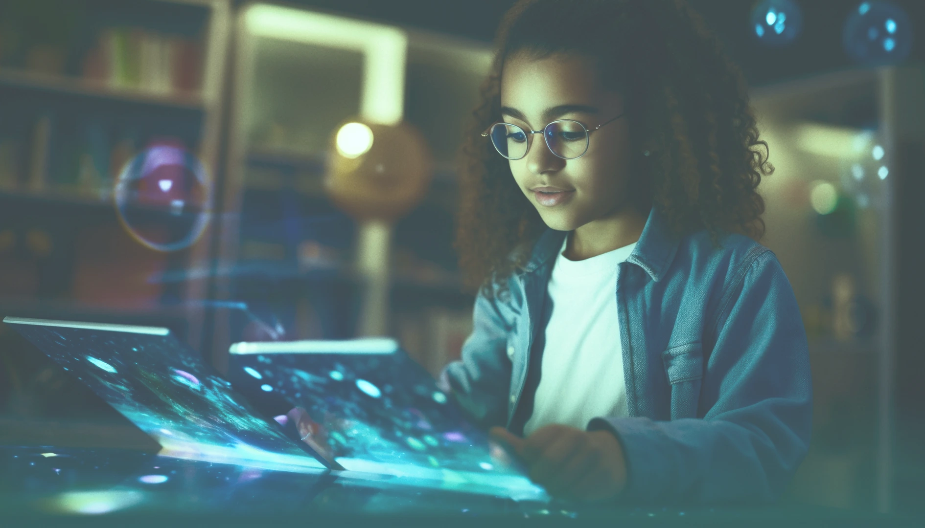 Student interacting with a personalized AI tutor on laptop