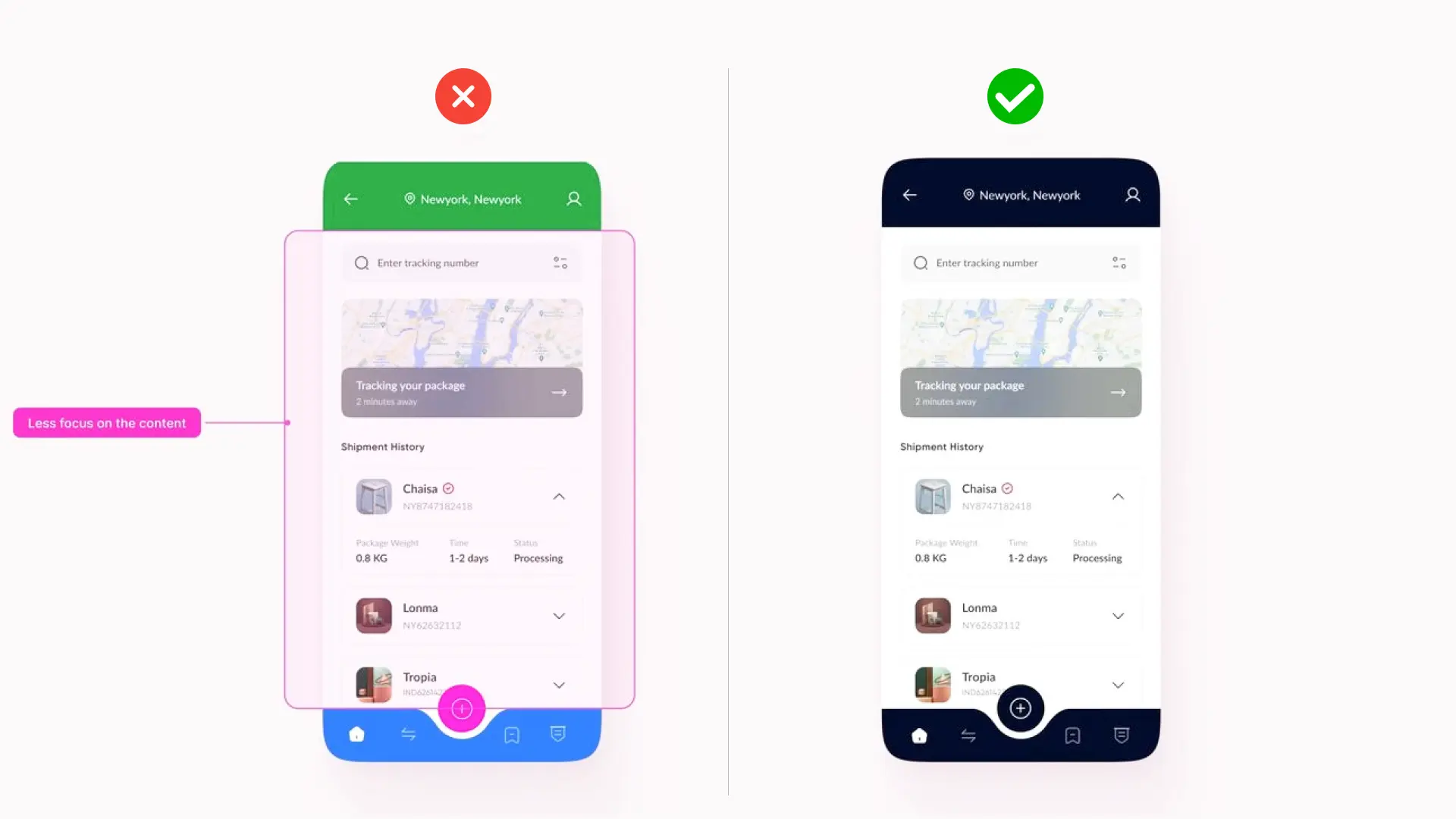 Cluttered UI vs. Clear UI