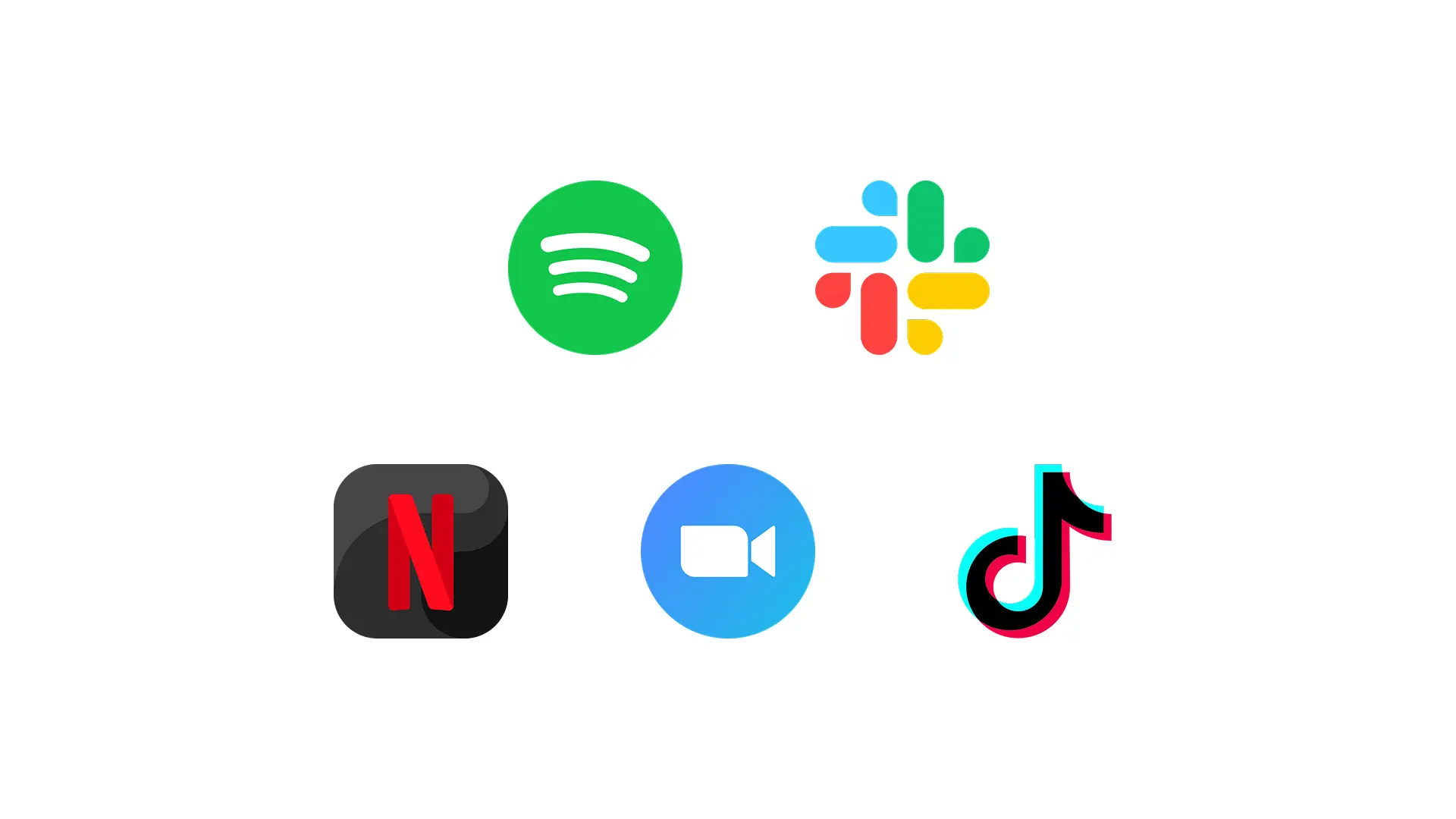 Spotify  Slack  Netflix  Zoom Tiktok logos