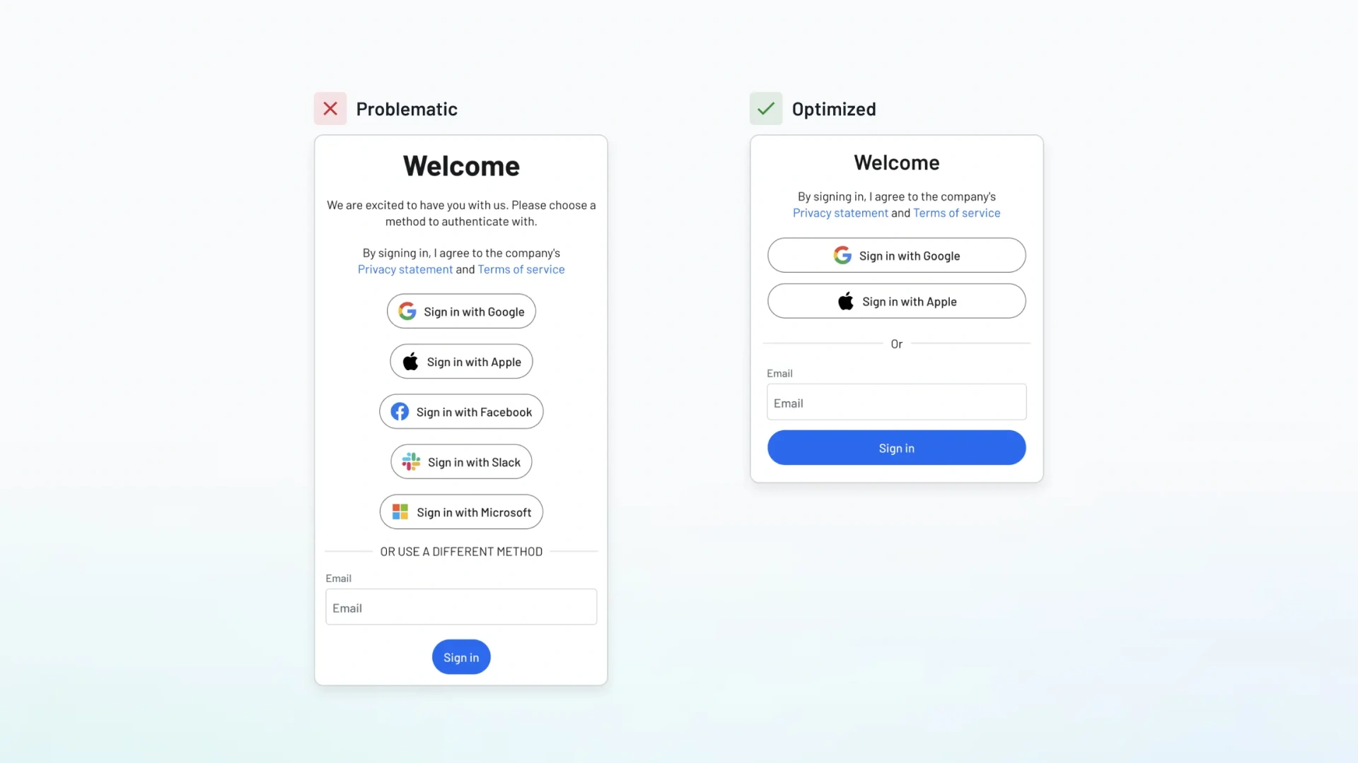 left Side (Cluttered UI), right side (Clear & Simple UI), Visual Type: Side-by-side UI comparison