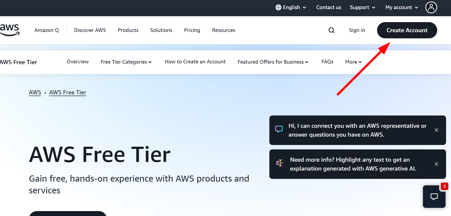 Creating Your AWS Account dashboard Picture 