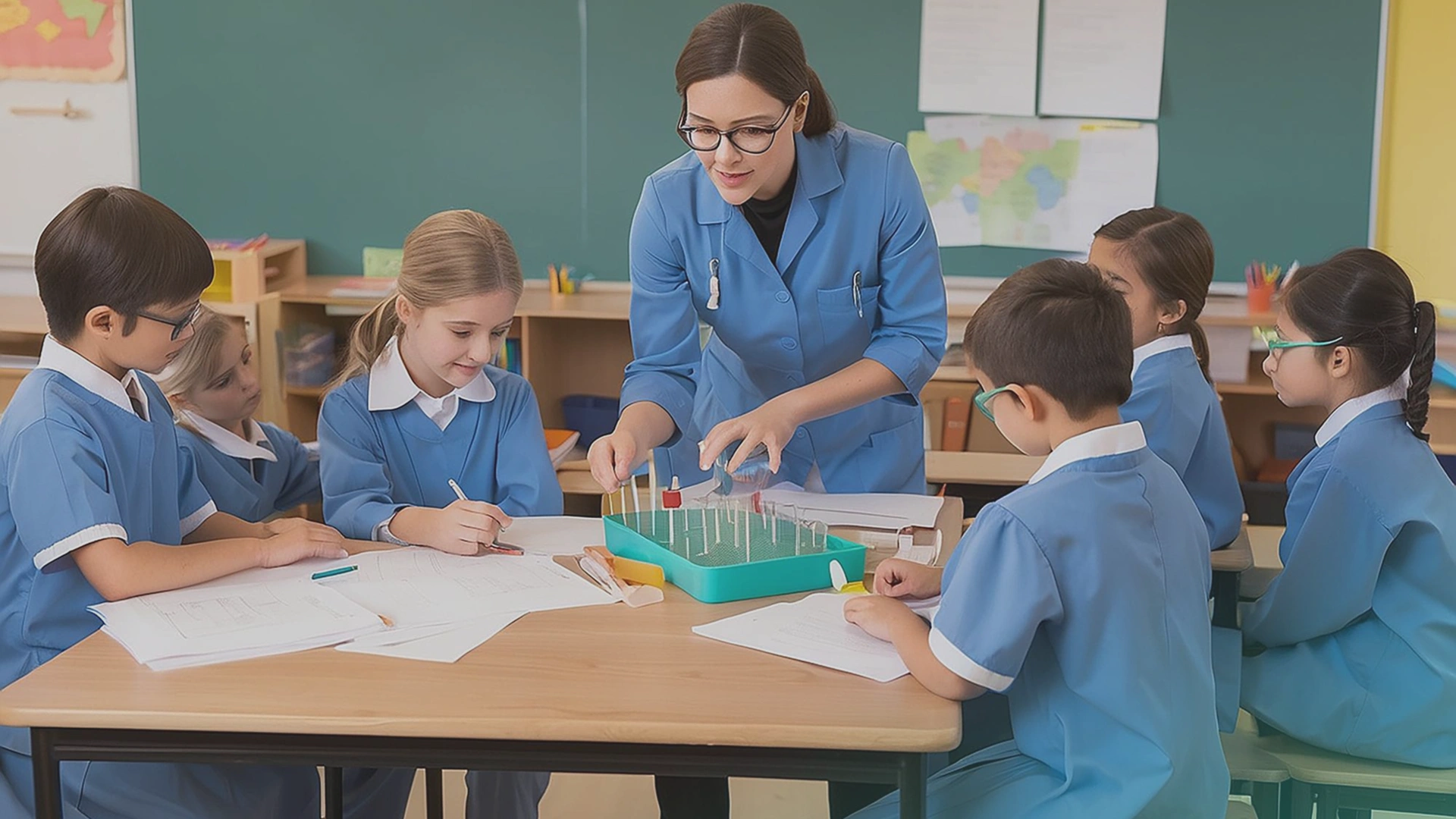 Teacher guiding students on responsible AI use Image 