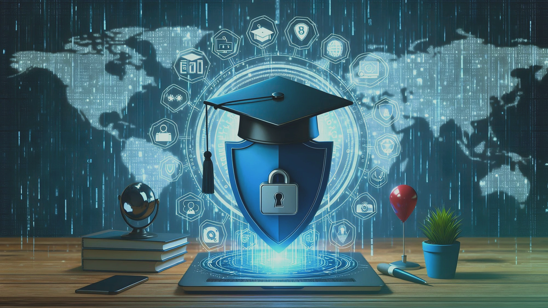 Privacy shield or lock symbol on a laptop screen Image