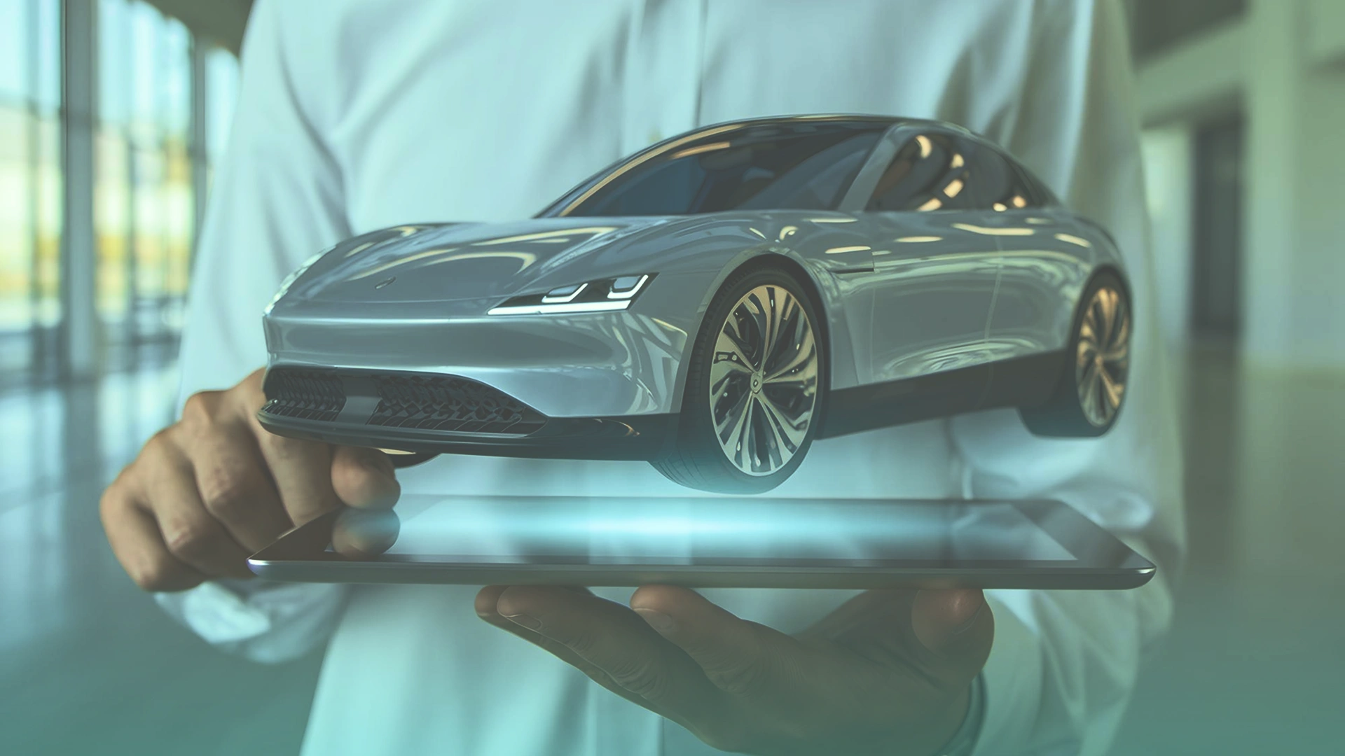 Tesla-style vehicle receiving a software update Image 