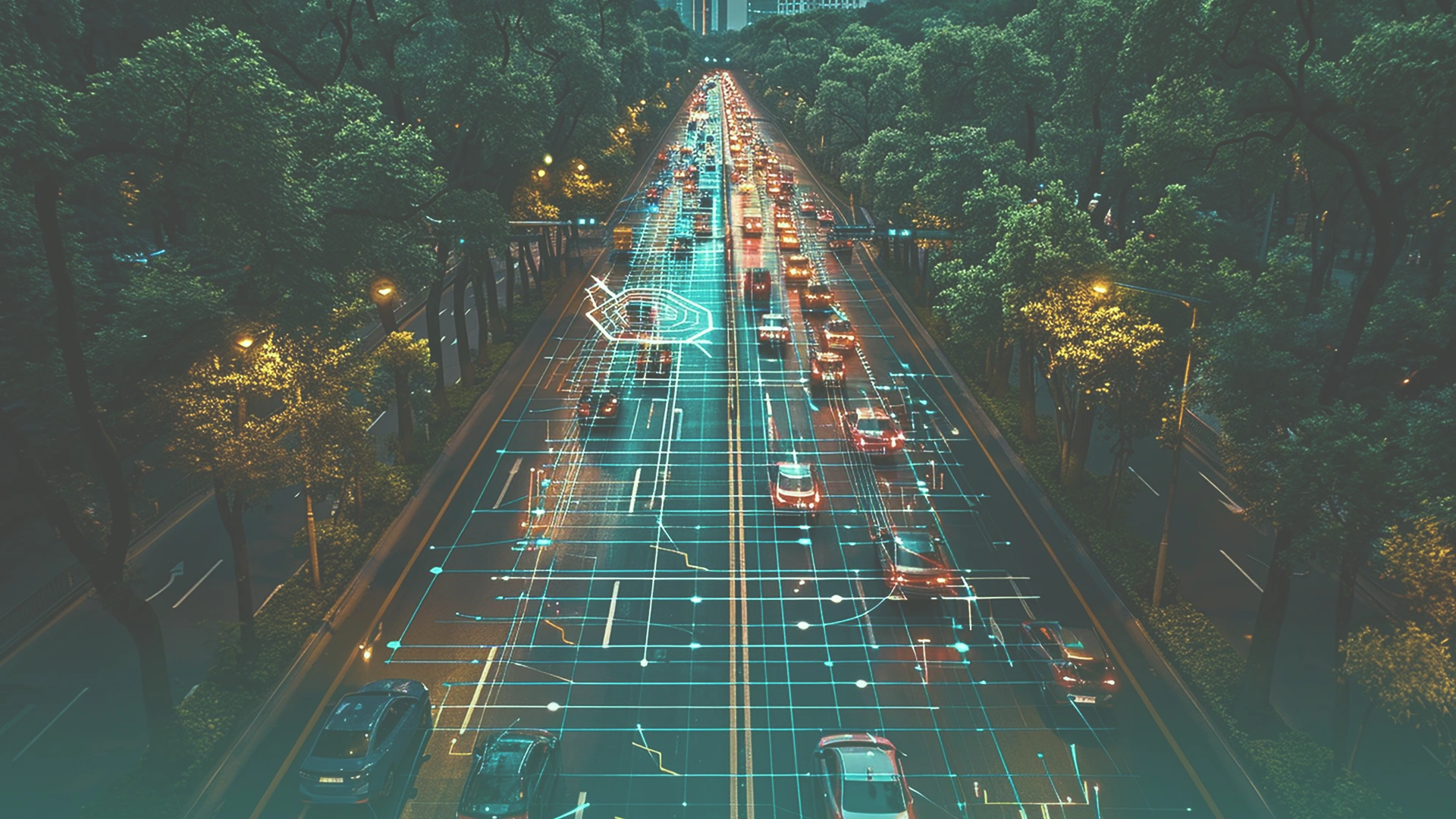 Data network between vehicles and traffic systems Image