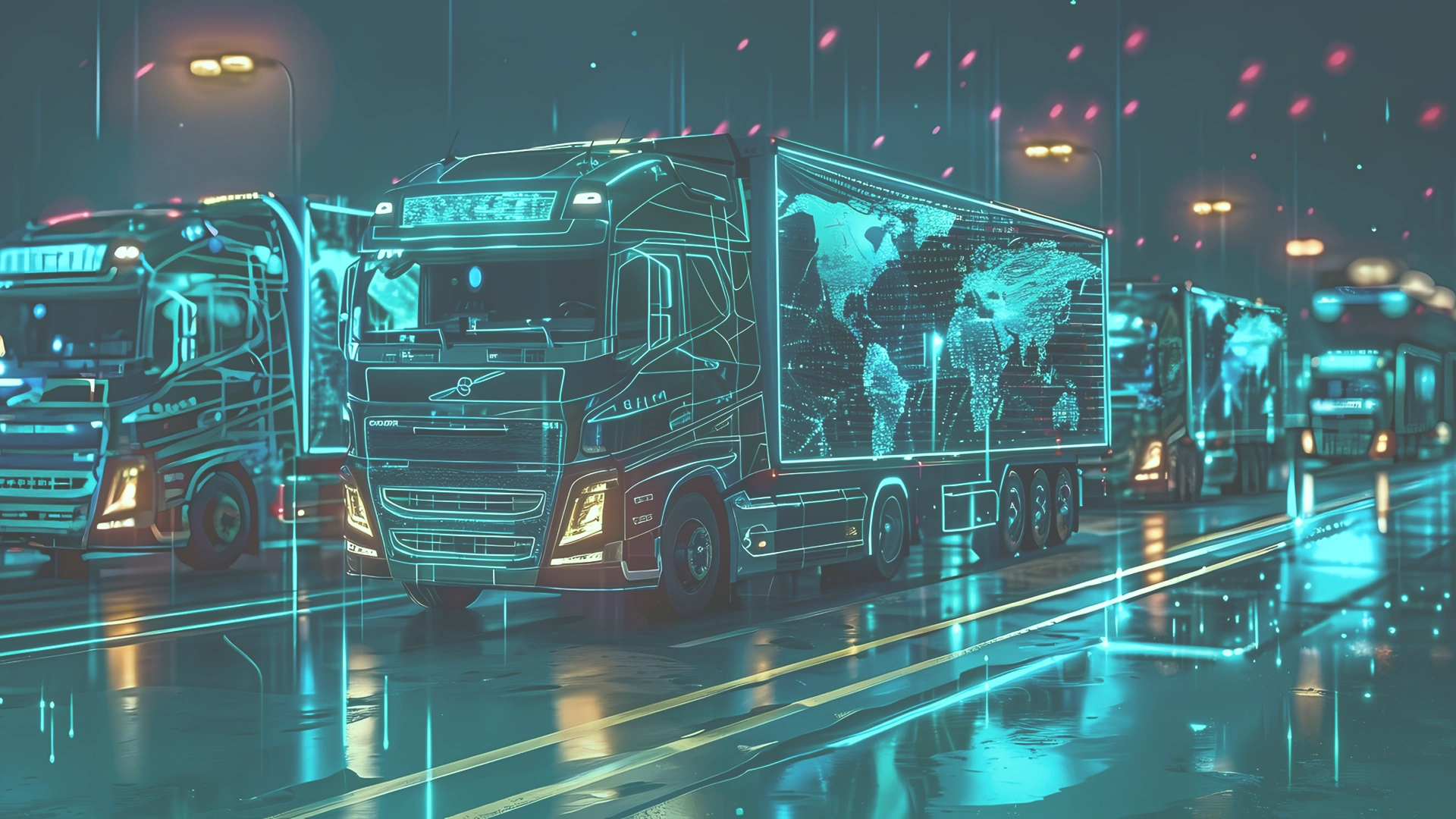 Connected vehicle fleet on highway Image