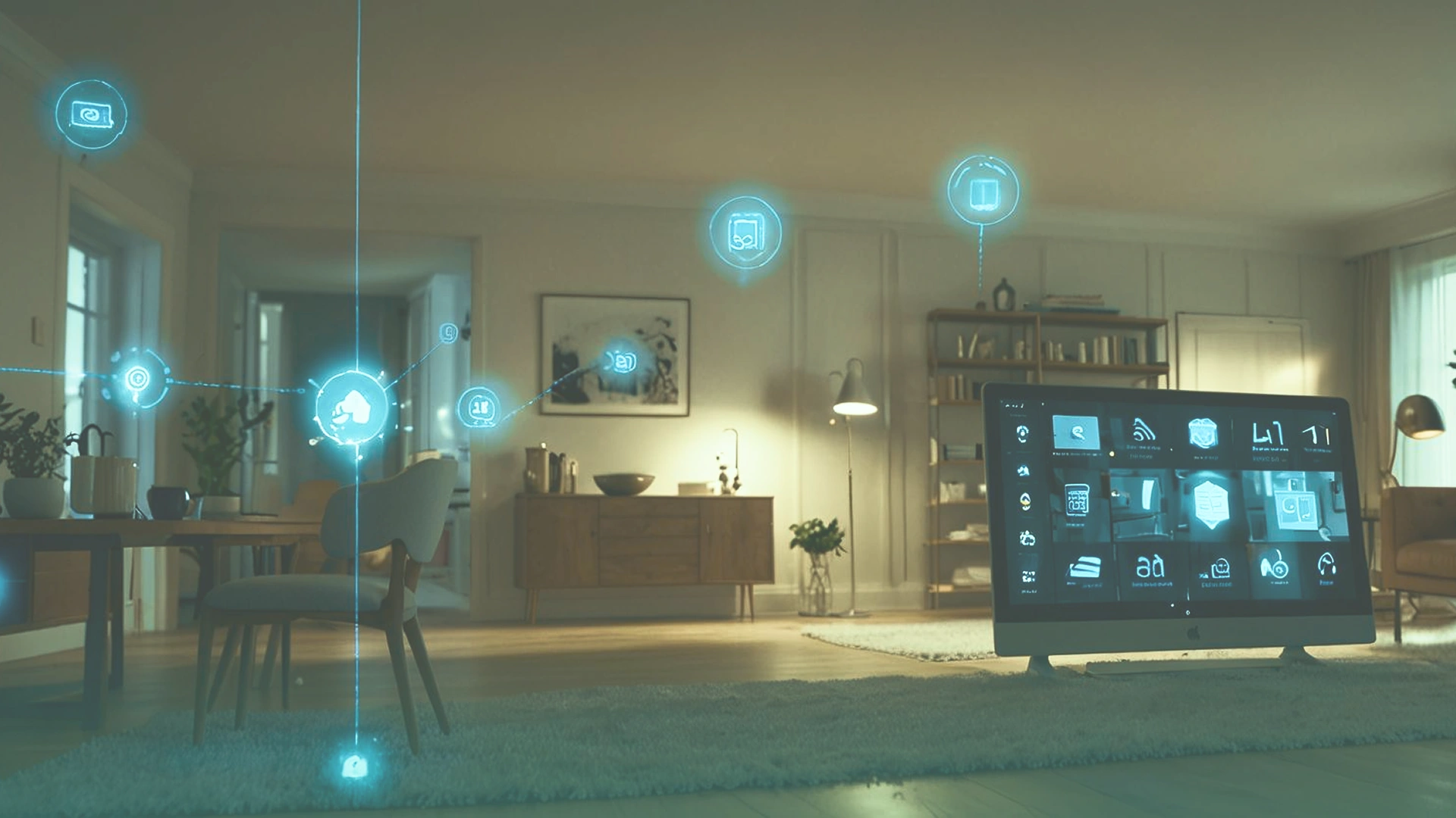 Living room with connected cameras Image