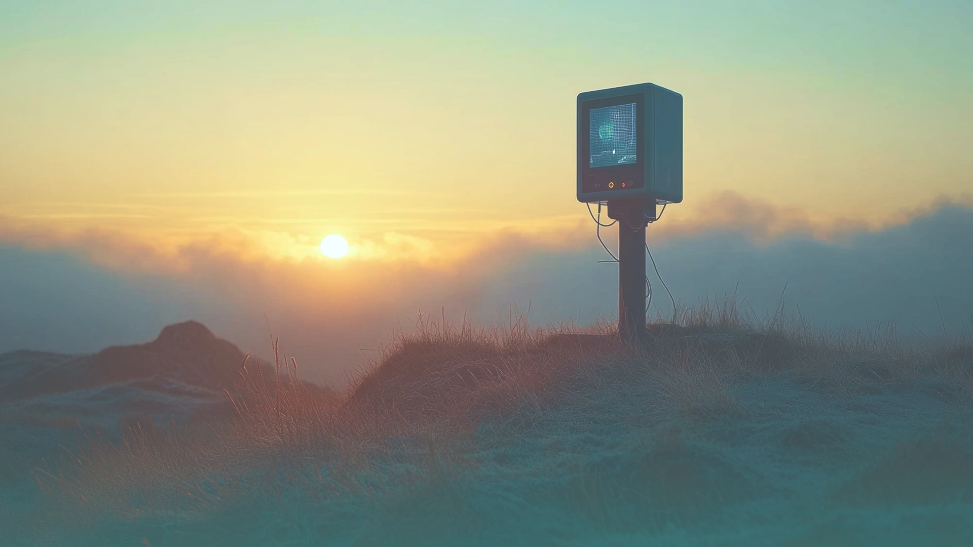 Weather monitoring station in a field Image 