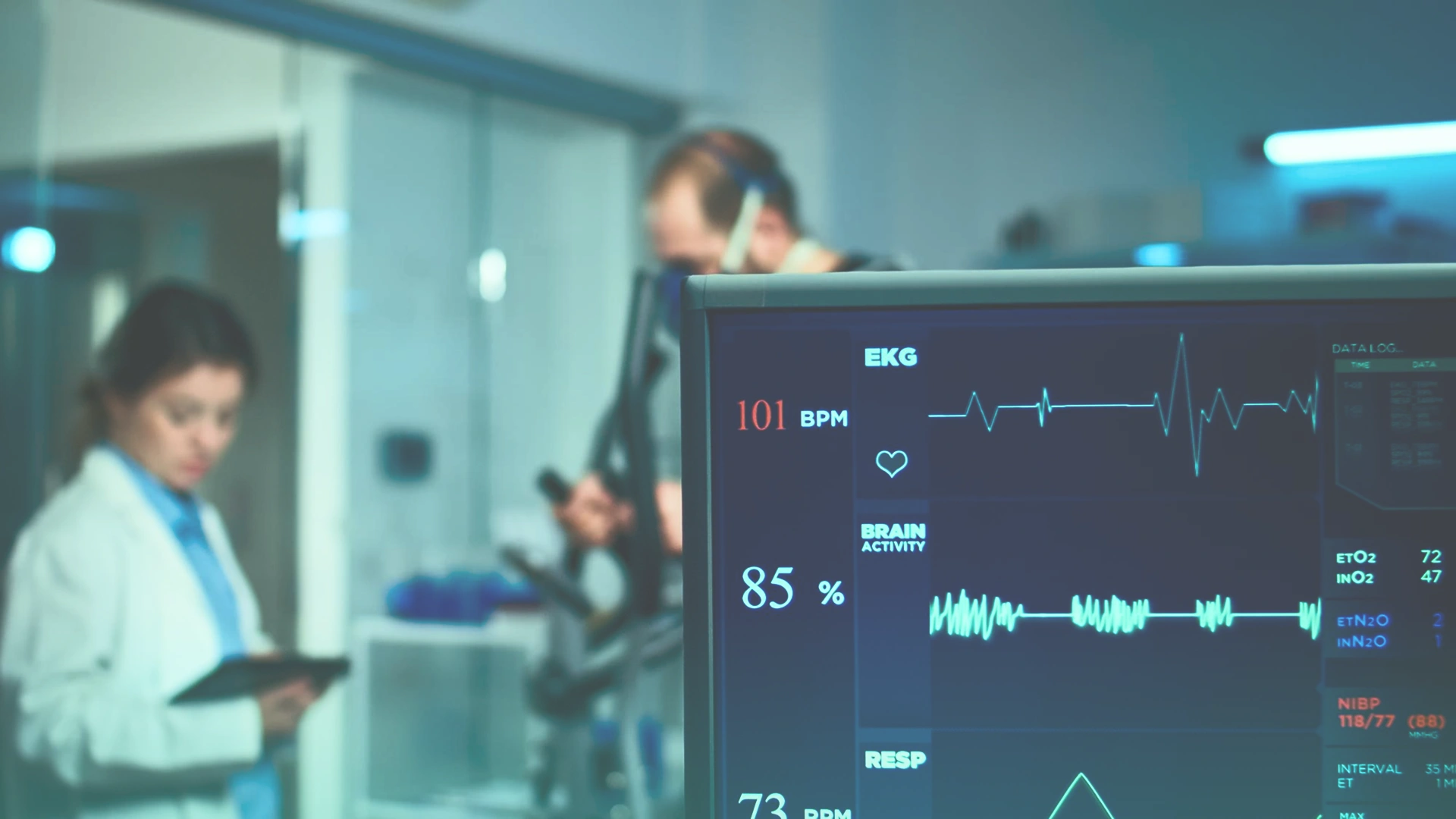 ECG wearable on patient with live data chart Image 