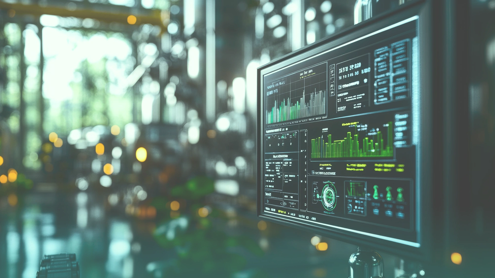 Smart energy dashboard in industrial control room Image 