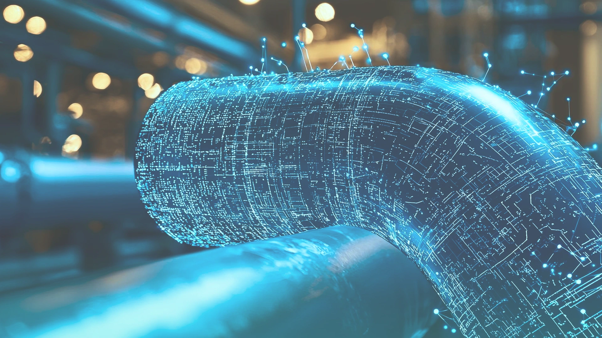 Water pipeline with IoT leak sensors Image