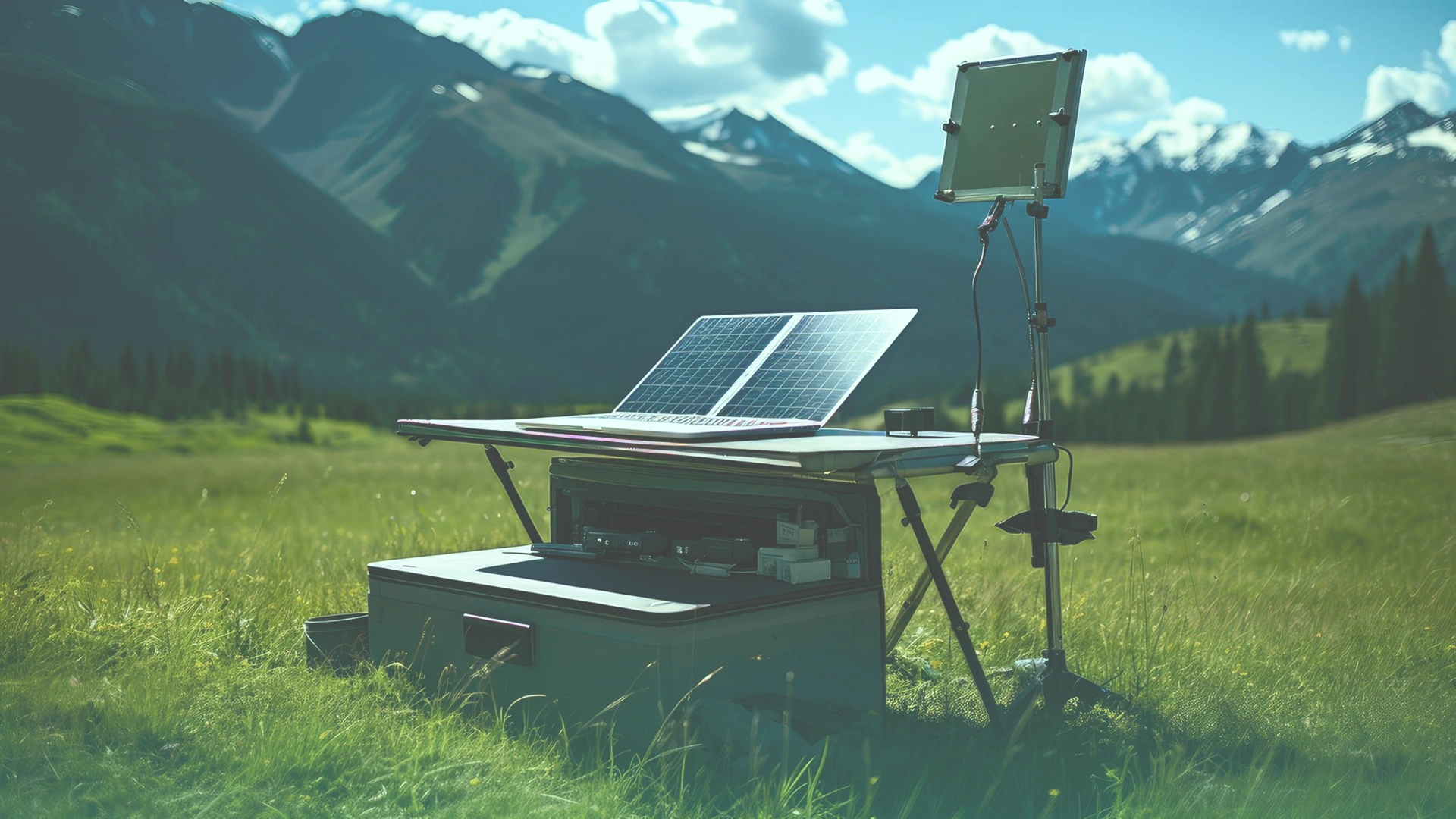 Solar-powered IoT sensor in field Image