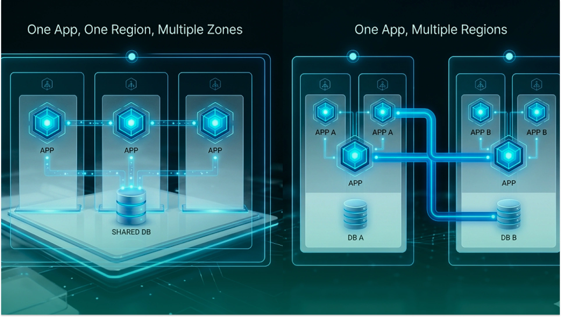 Multi-AZ vs multi-region serverless architecture diagram for cloud outage recovery
