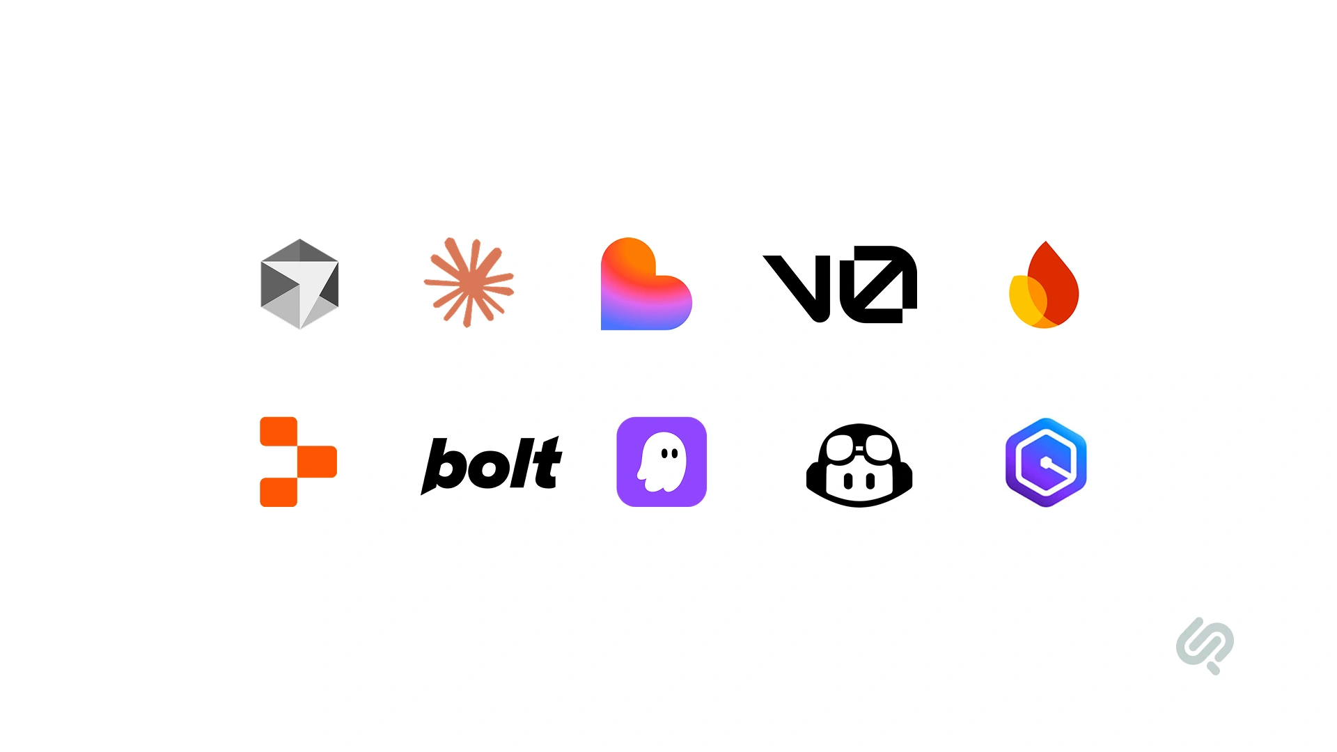 Logos of popular vibe coding and AI development tools, representing platforms used for AI-assisted app building, coding, debugging, and agentic development.