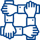 Icon 4 hand clasping in a square shape