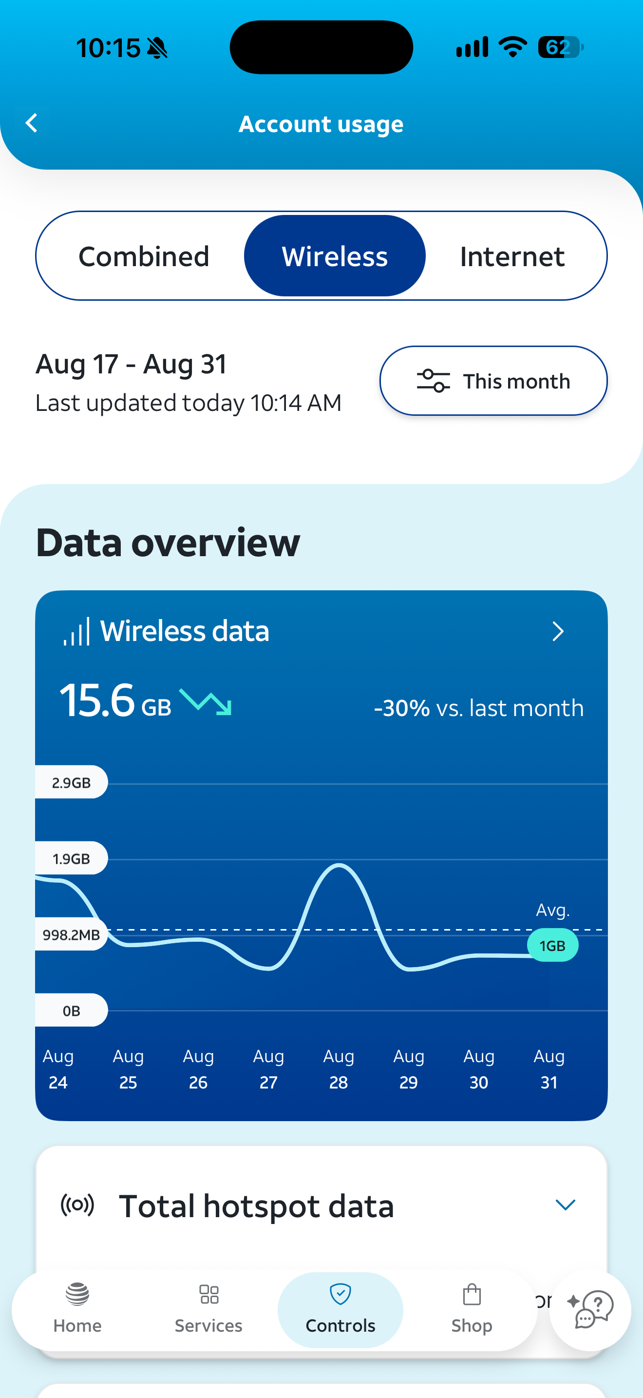 Original Wireless account screenshot
