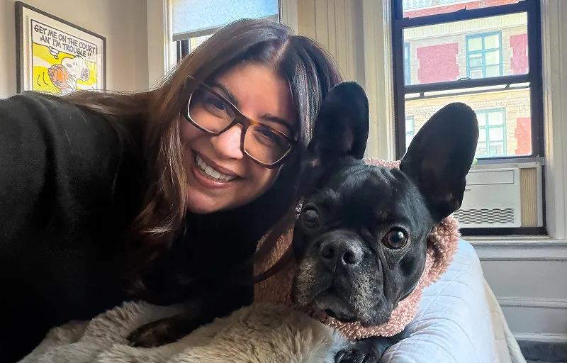 Pablo the dog with mom.