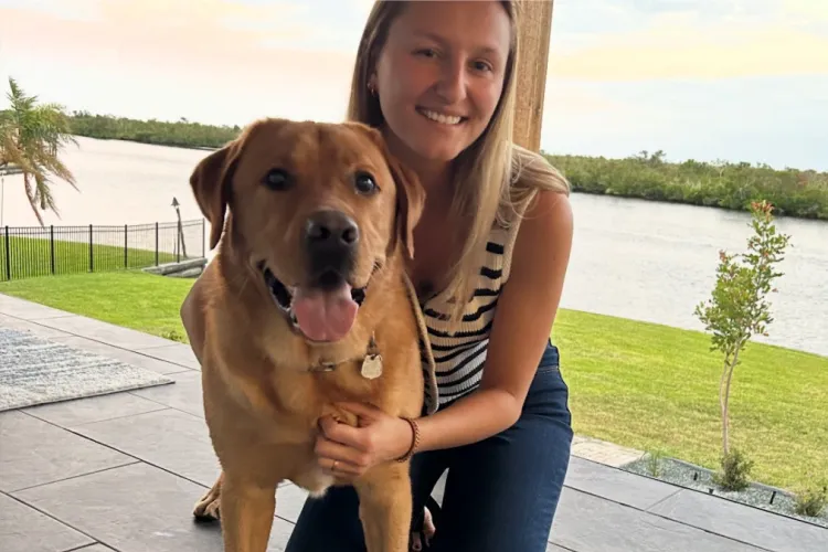 Kona the dog with their mom.