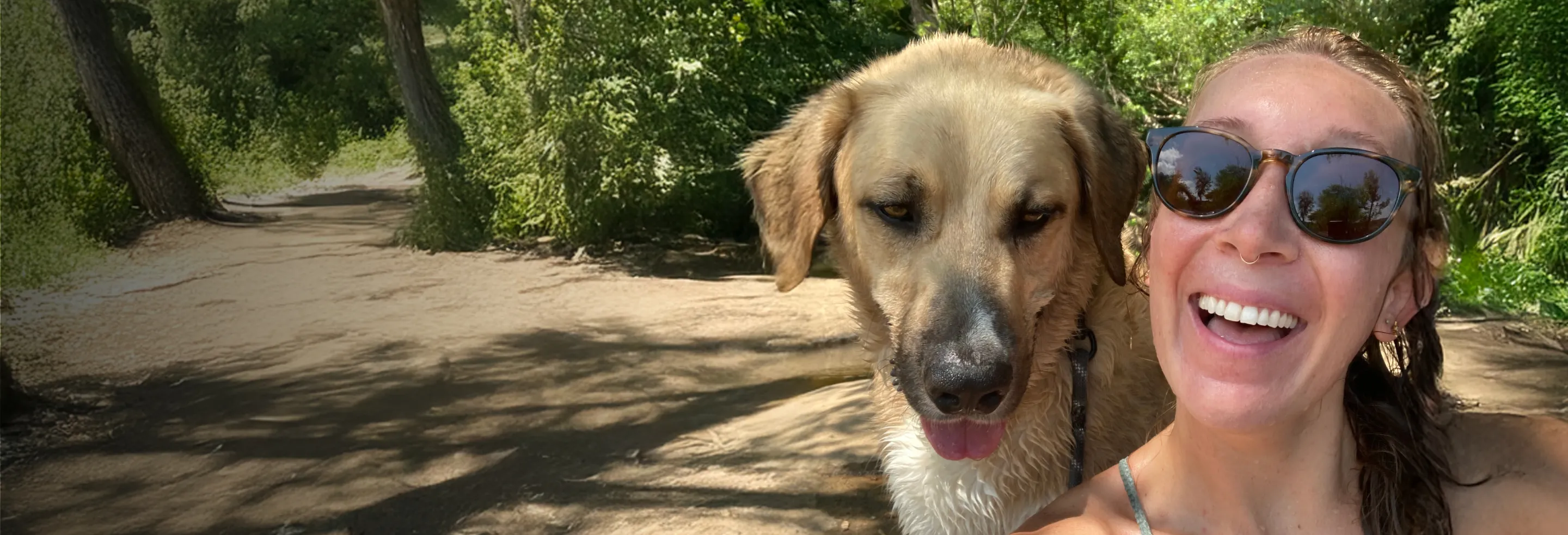 Beauregard the dog posing with mom.