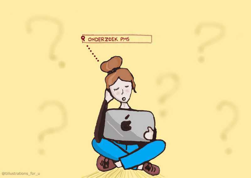 Girl doing research on PMS