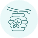 Icon of a pregnancy test showing two lines inside a circle with a light blue background.