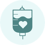 Icon of a pregnancy test showing two lines inside a circle with a light blue background.