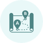 Icon of a pregnancy test showing two lines inside a circle with a light blue background.
