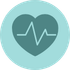 Heart with an EKG line inside a teal circle representing health monitoring.