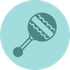 Icon of a baby bottle and a pacifier inside a blue circle.