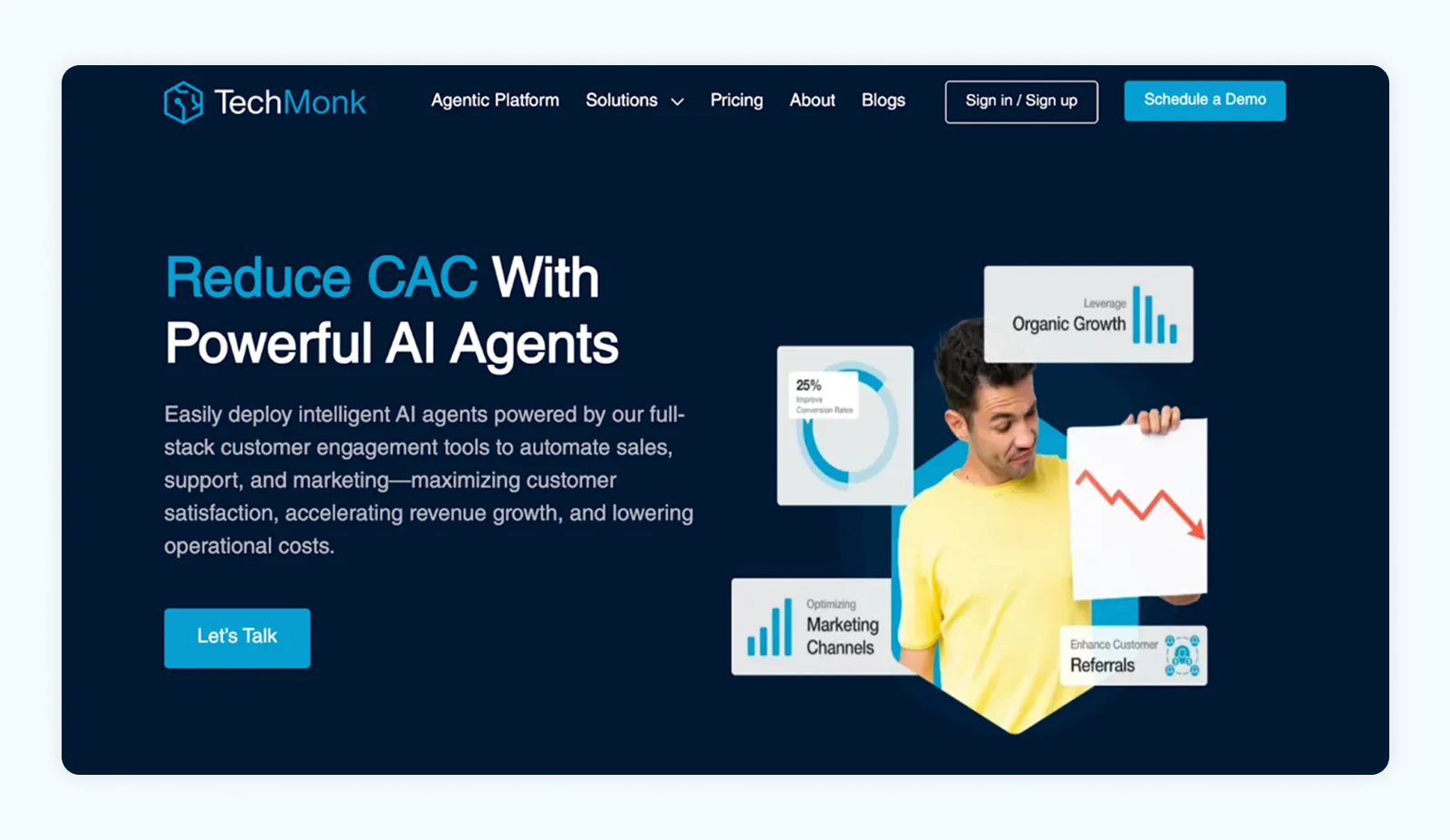 Screenshot of TechMonk's homepage. 