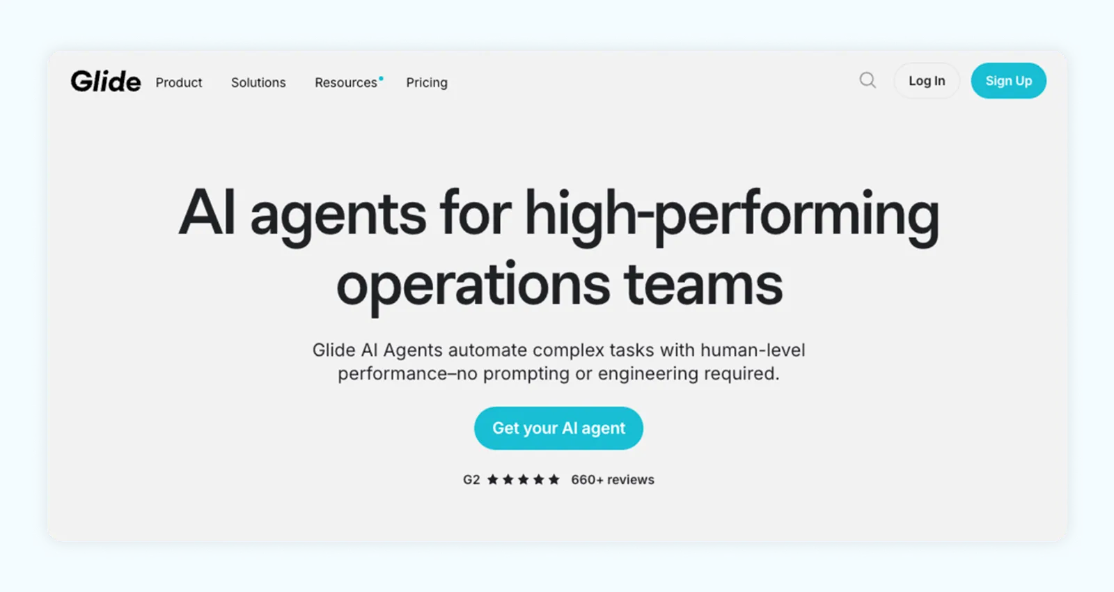 A screenshot of Glide's homepage.