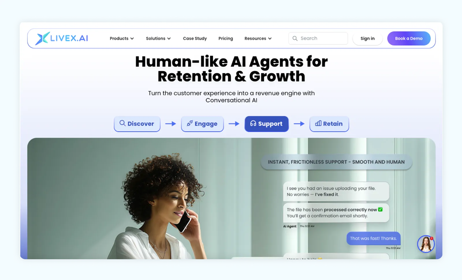 A screenshot of Livex.AI homepage.